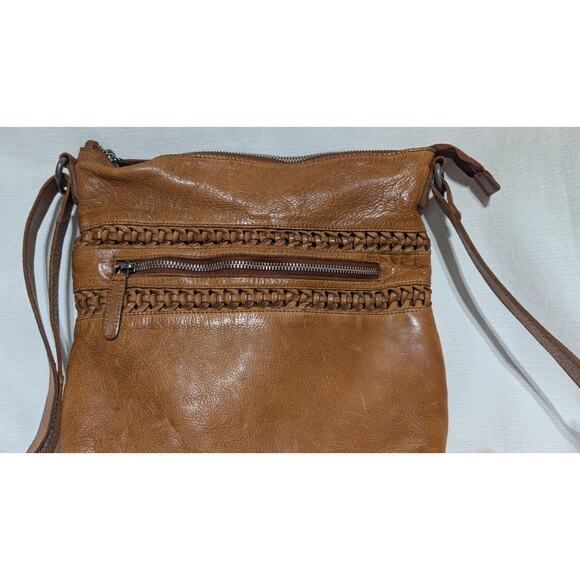 Vilenca Holland Woven Leather Crossbody Purse Bag Brown Cognac Handbag - Picture 2 of 6